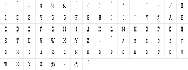 Decree Art One Regular  glyph index