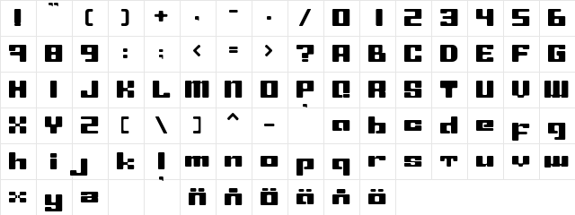 LeftOvers II Regular  glyph index