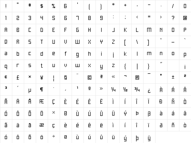 2A03 Regular  glyph index