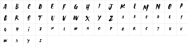 AvailaBrush Regular  glyph index