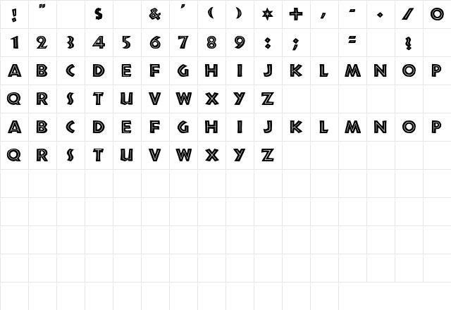 26 Regular  glyph index