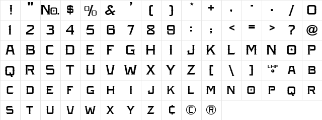 LHF Amarillo REG Regular  glyph index