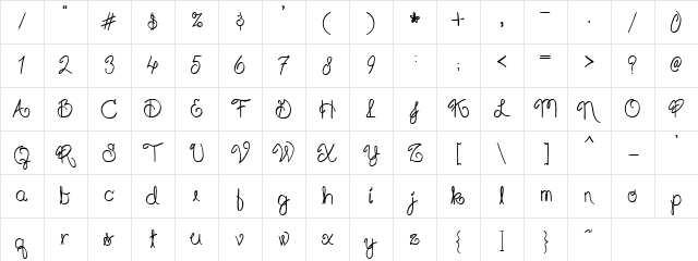 PC CJ Regular  glyph index