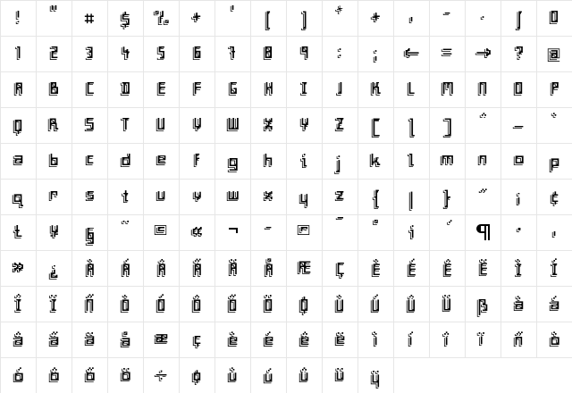 F2FFrontpageFour LT Std Regular  glyph index