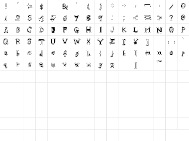 Oshare Regular  glyph index