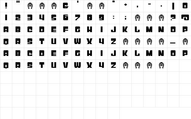 Kong Regular  glyph index