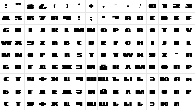 DS PosterC Regular  glyph index