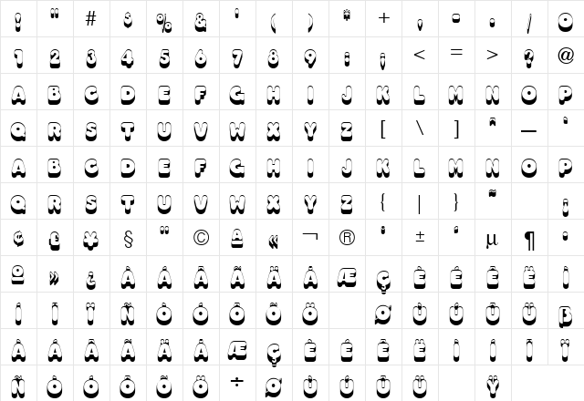 Too Regular  glyph index