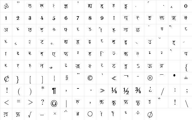 Shivaji01 Normal  glyph index