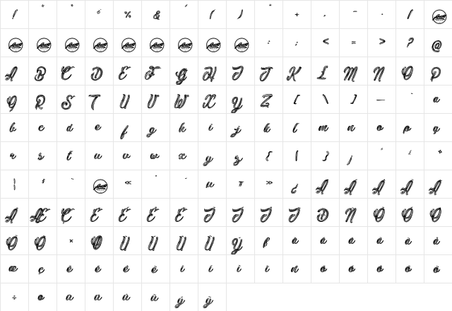 Delich_PersonalUseOnly Regular  glyph index