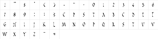 CallifontsC19PostScript Regular  glyph index