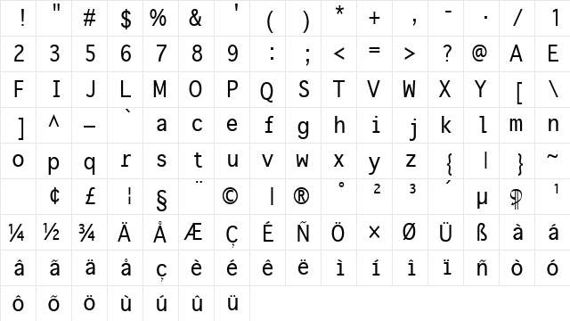 Onuava Regular  glyph index