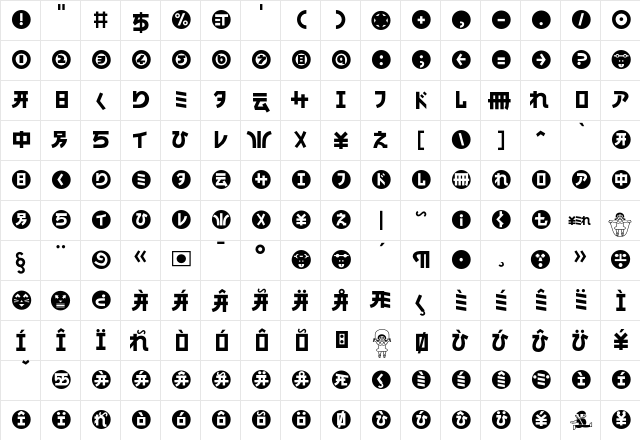 HaMangaIrregularLL Normal  glyph index