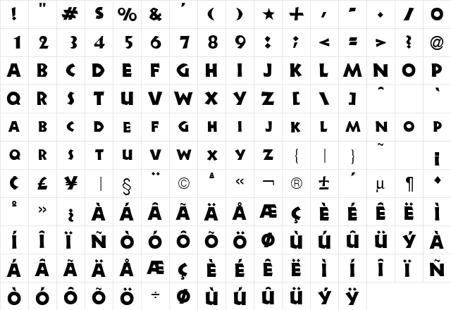 HeartwoodDisplaySCapsSSK Regular  glyph index