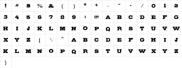 Gipsiero Regular  glyph index