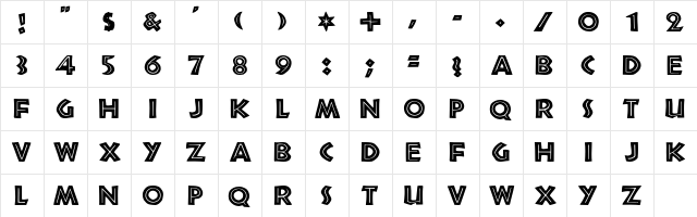 African Regular  glyph index