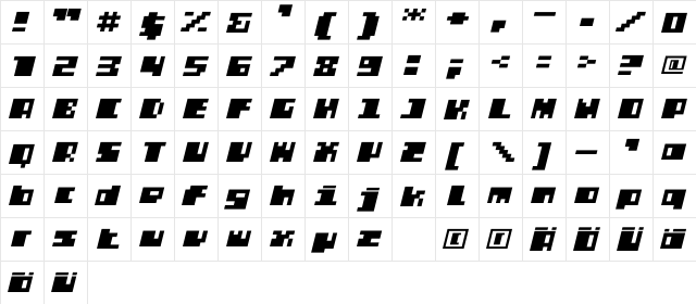 DS PTRLSuperPlus Regular  glyph index