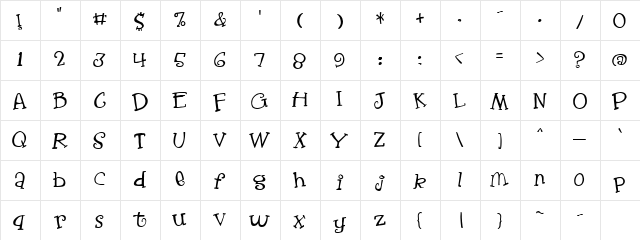 LDJ Funky Fun Regular  glyph index