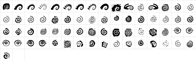 AleOrnamentsSpiratoLL Regular  glyph index