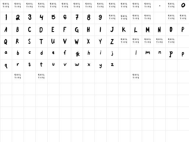 GOODMORNINGPURPLE-free Regular  glyph index