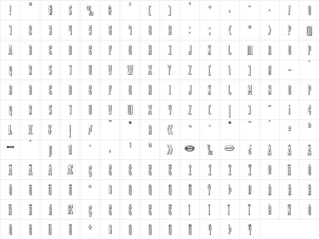 Y-Files 3D Regular  glyph index
