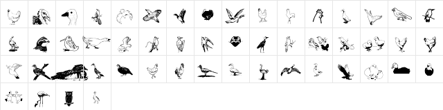 AnimalsAnimalsBirds Regular  glyph index
