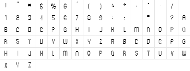 American Xpress Regular  glyph index
