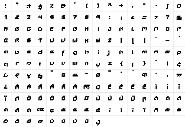 Cyberwar Regular  glyph index