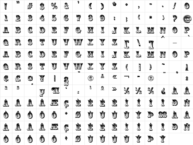 Dorothy Regular  glyph index