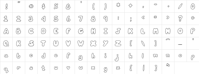 PC Blanket Stitch Regular  glyph index