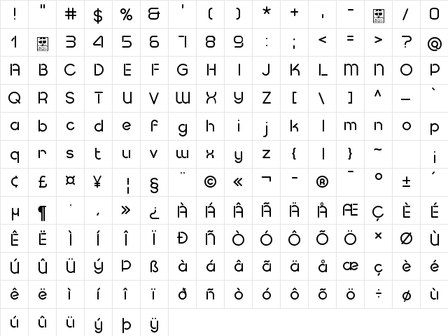 Pesta Stencil Demo Regular  glyph index