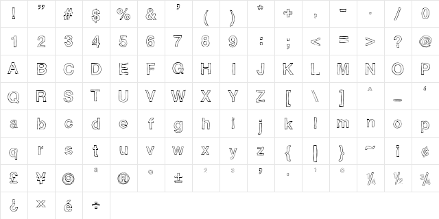 Helvetidoodle by Ed T Regular  glyph index