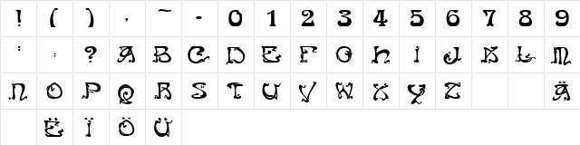 ArtNouveau Regular  glyph index
