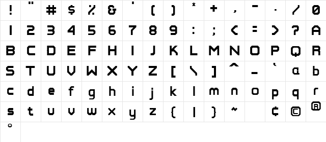 PixelPerfect Normal  glyph index