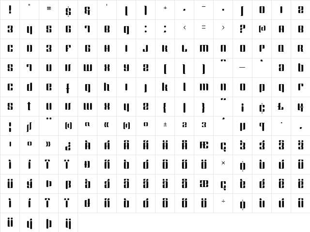 Anark Diet Stencil Regular  glyph index