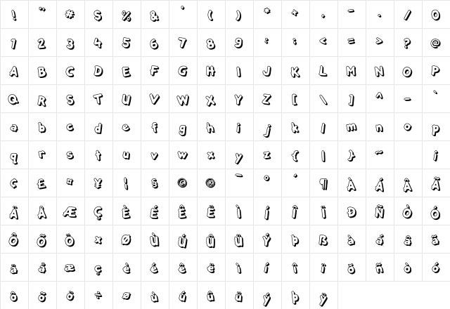 Bubblee Kids Shadow Random Regular  glyph index