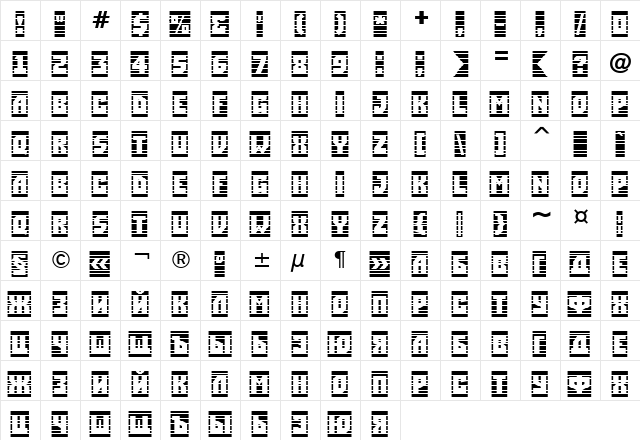 a_SimplerCmStrpHl Regular  glyph index