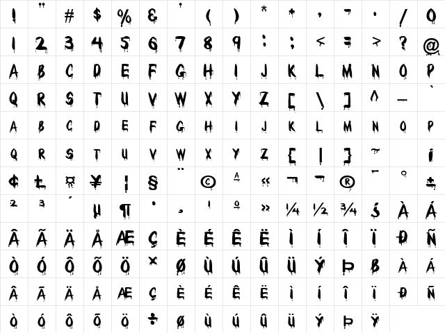 Drips-Extended Normal  glyph index