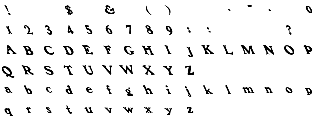 Recession 1 Regular  glyph index