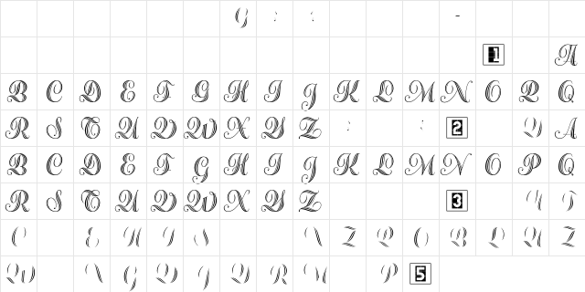 Adana Initials  glyph index
