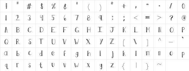 KBRuffledFeathers Medium  glyph index