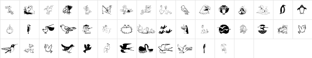 BirdArt Regular  glyph index