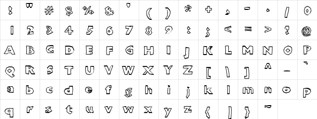 ChunkoBlockoOutlineXtraHeavy Regular  glyph index