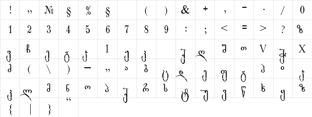 Rustaveli Nusx Normal  glyph index