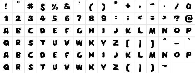 Meegoreng Regular  glyph index