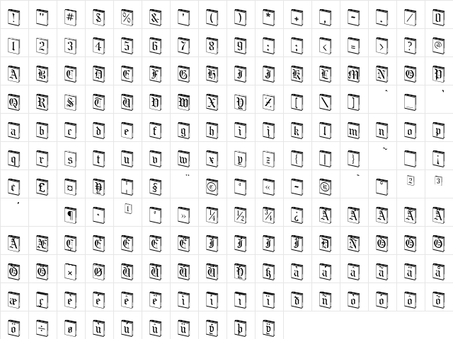 NewLibrary Italic  glyph index