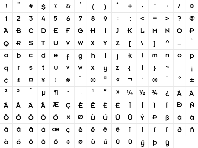 Insignia LT Std Roman  glyph index
