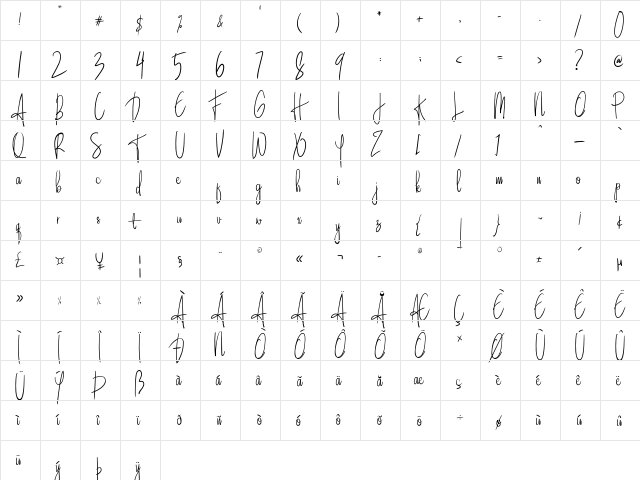 Handle Regular  glyph index