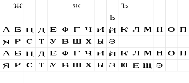 Homicide 1 Regular  glyph index