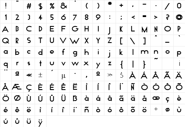 Time 2 Bold  glyph index